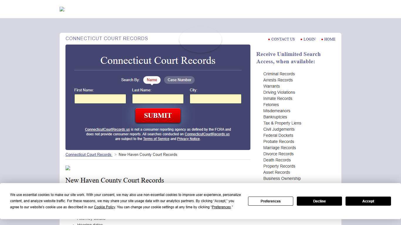New Haven County Court Records ConnecticutCourtRecords.us