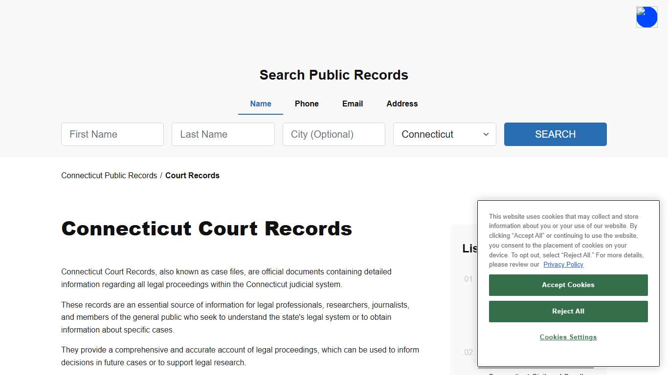 Connecticut Court Records and Case Search